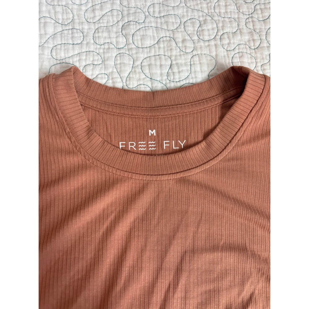 Free Fly Women Ribbed Long Sleeve Top Canyon Clay UPF 50+ Size Medium - Picture 3 of 5
